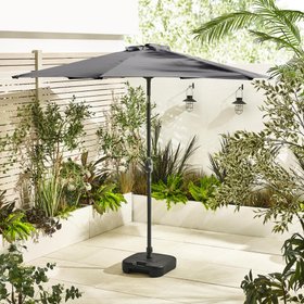 Vertical Grey Garden Parasol & Base Set