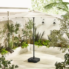 Vertical Cream Garden Parasol & Base Set
