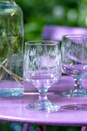Floral Bistro Glass Set of 6 / Emma Britton Decorative Glass Designer