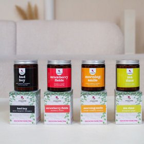 Tea Time Amber Candle – Zesty Lemongrass & Ginger Scent | Vegan Home Fragrance