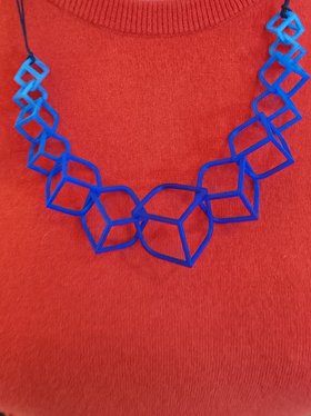 Cobalt CUBE 3-D-Printed Necklace