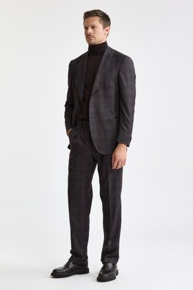 Dark Brown 100% Wool Super 130's Soho Suit Cascade