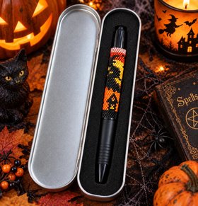 Halloween themed hand- beaded wrap pen