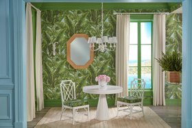 Brass and Cane Octagonal Wall Mirror