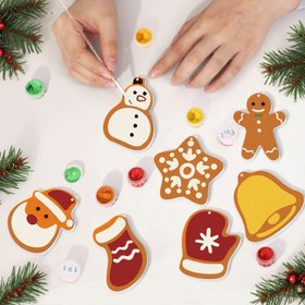 Joyful Santa and Bell Christmas Ornaments Set (8 in) Paint by Numbers Kit For Beginners – Beginner Friendly - Easy & Fast | PaintEasy