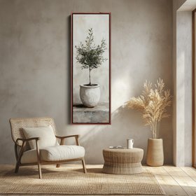 Rustic Olive Tree Long Narrow Vertical Wall Art Canvas