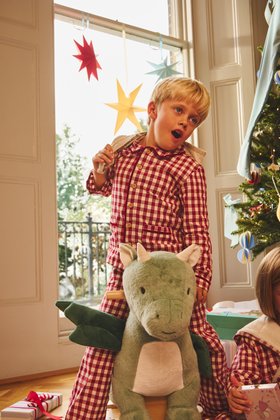 Burgundy Gingham Woven All-In-One Pyjamas