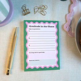 Daily Gratitude Notepad | A6 Mindset Pad, Green & Pink