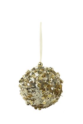 Beads, gems and sequins gold bauble
