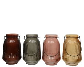 Colour Glass Hurricane Lantern Assorted