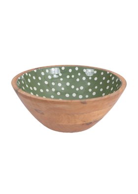 Mango wood spotted salad bowl green