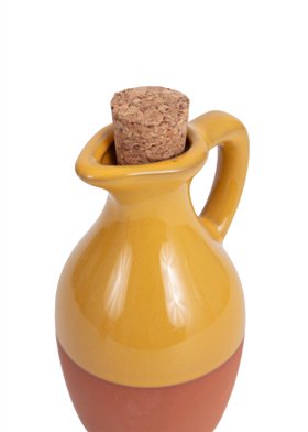 Glazed terracotta oil drizzler ochre
