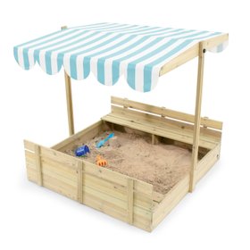 Plum wooden sandpit with canopy