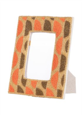 Orange beaded photo frame