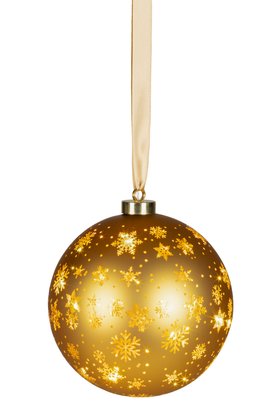 Micro LED Glass Hanging Rotating Bauble Gold