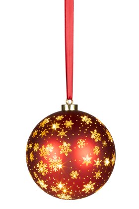 Micro LED Glass Hanging Rotating Bauble Red