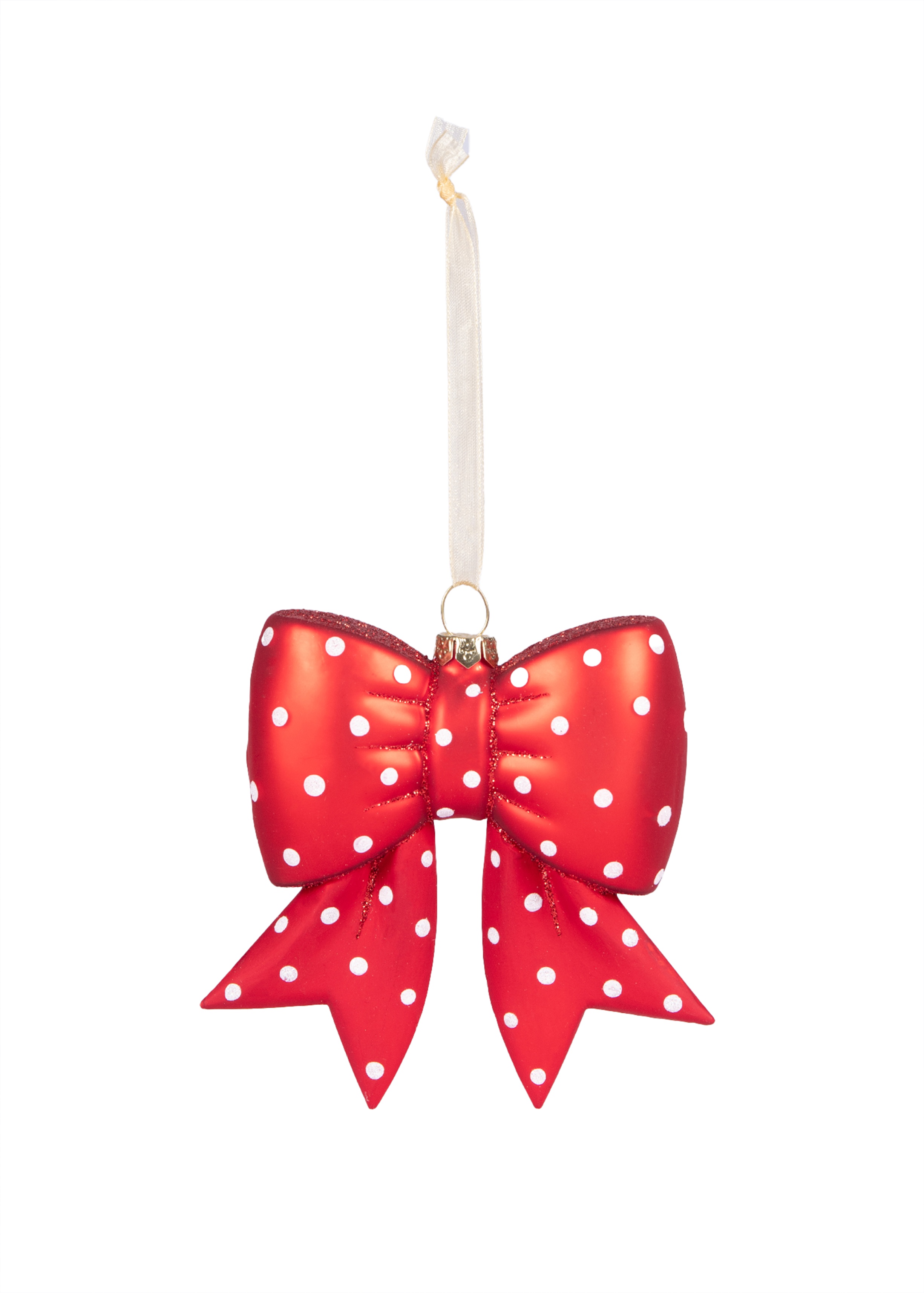 Red glass ribbon bauble