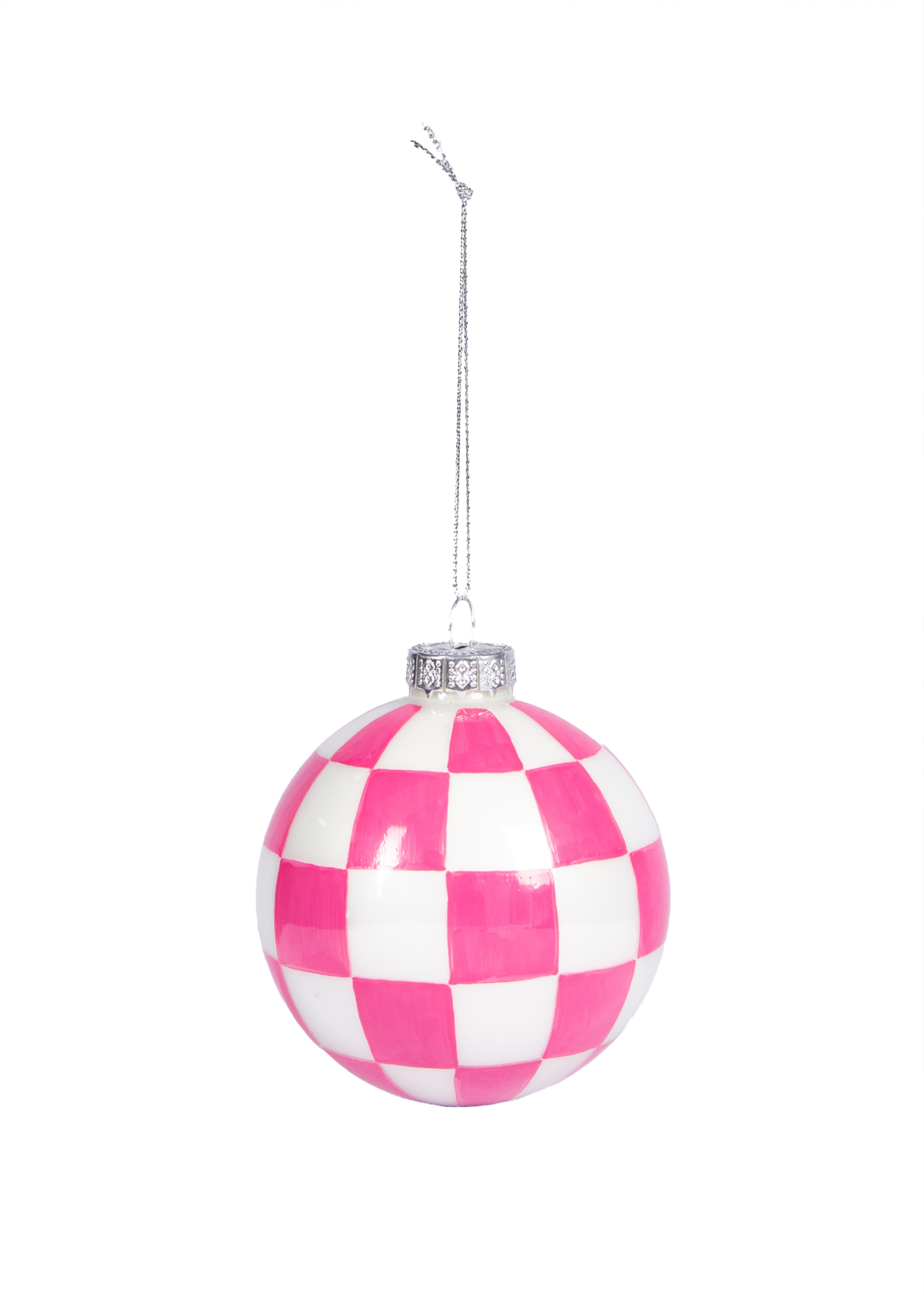 Pink checkered bauble