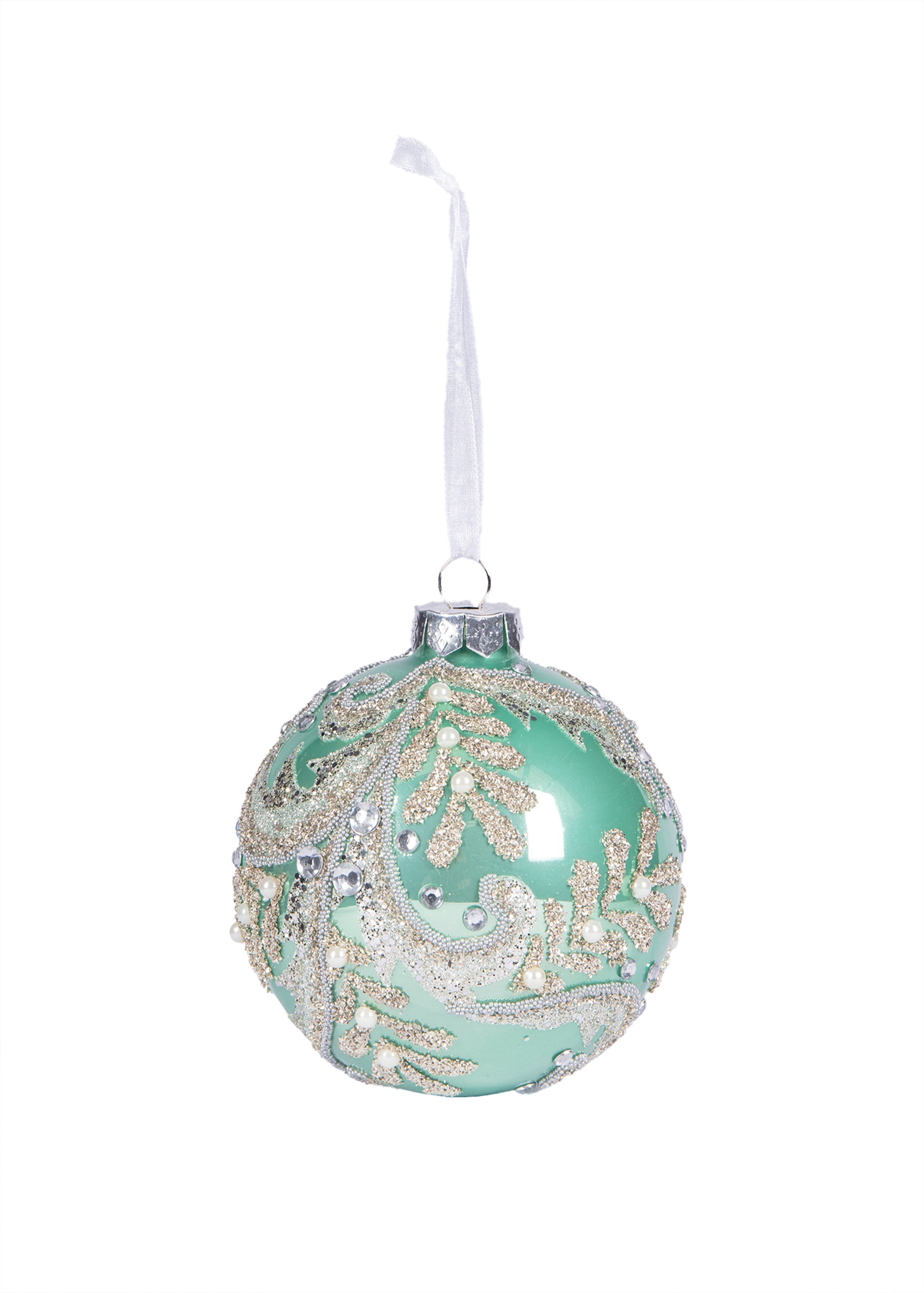 Glass bauble with leaf design