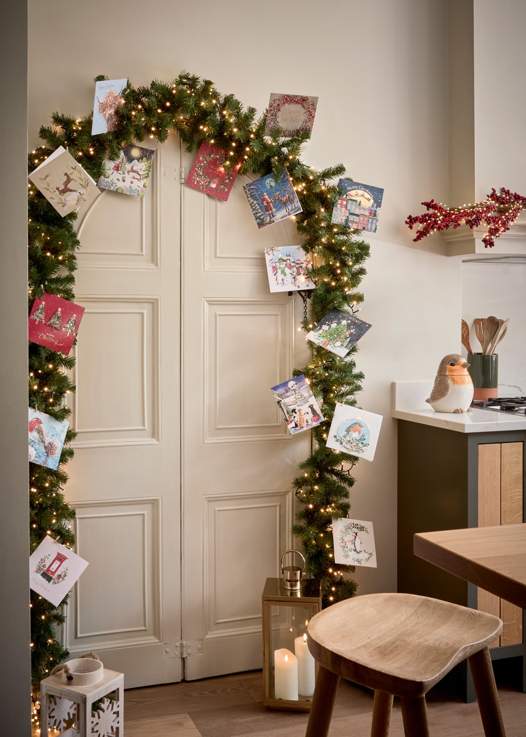 Holly and Ivy Christmas card garland