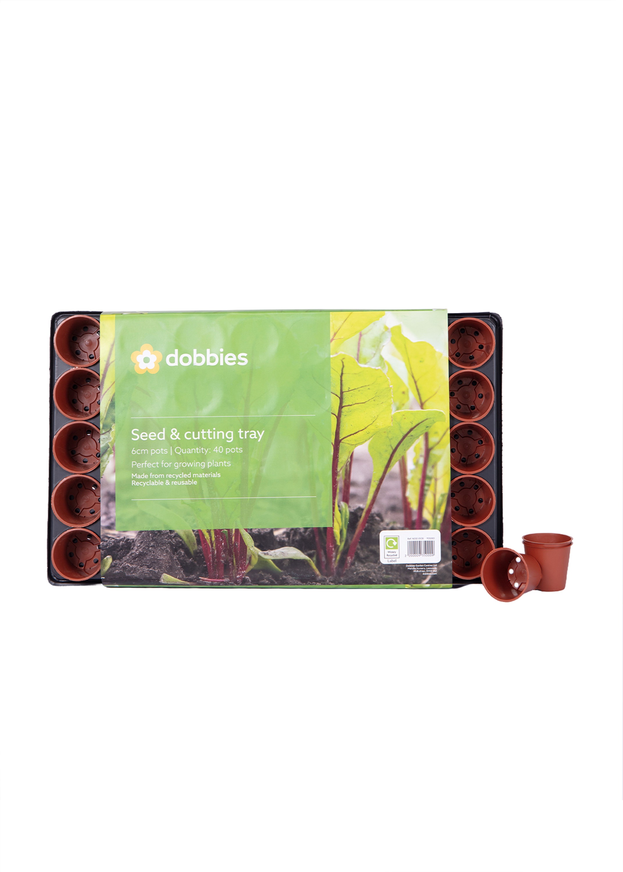 Dobbies seed and cutting tray with 40 x 6cm pots