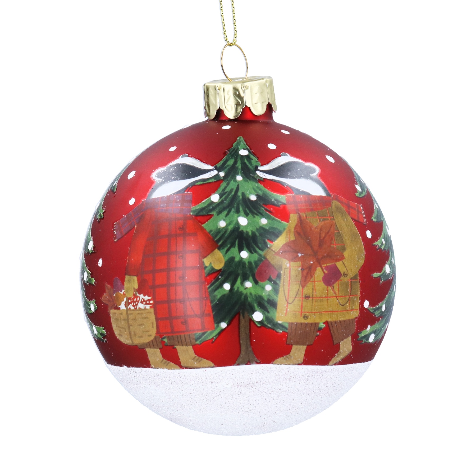 Glass Red Badger Bauble