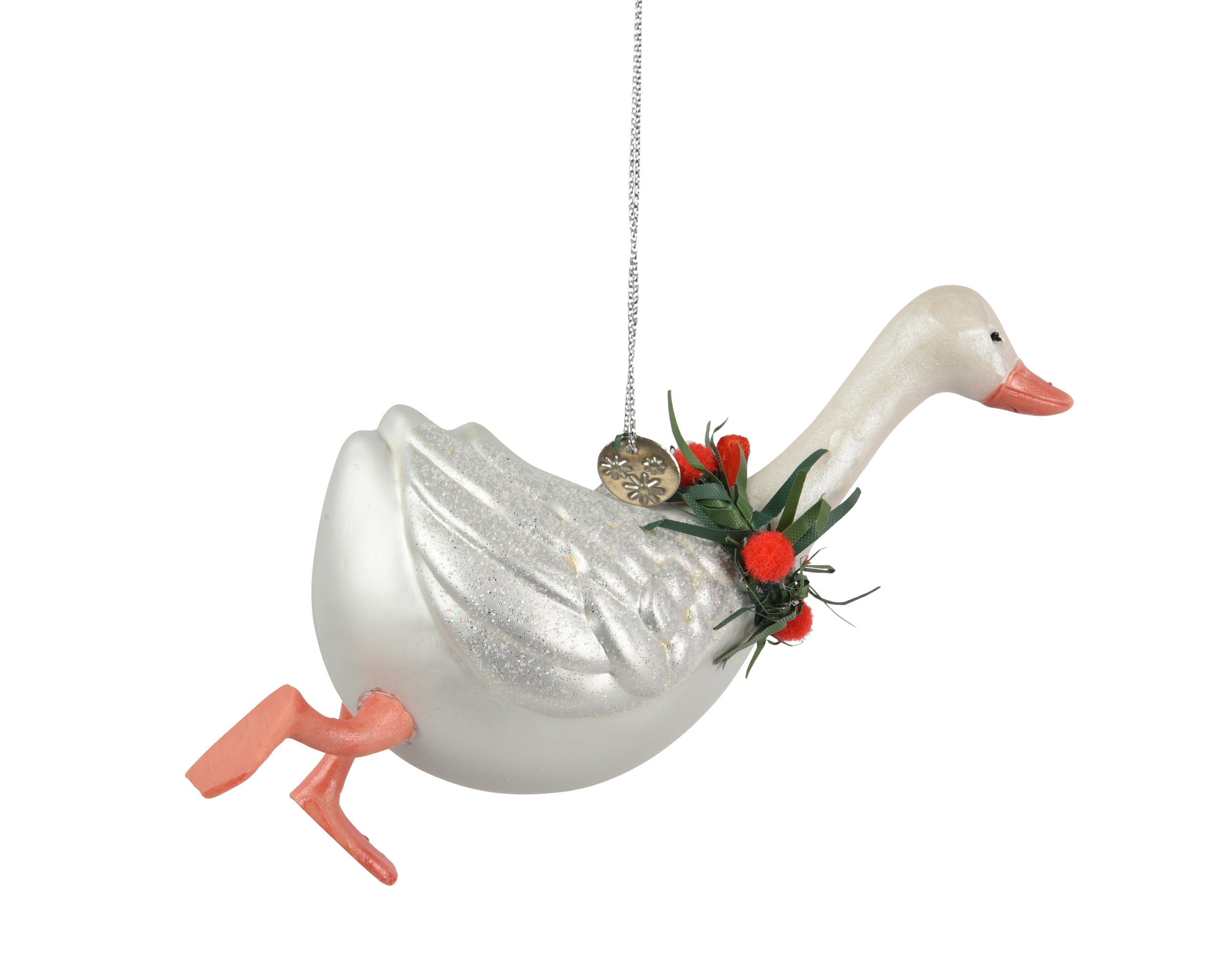Glass Goose With Wreath Decoration