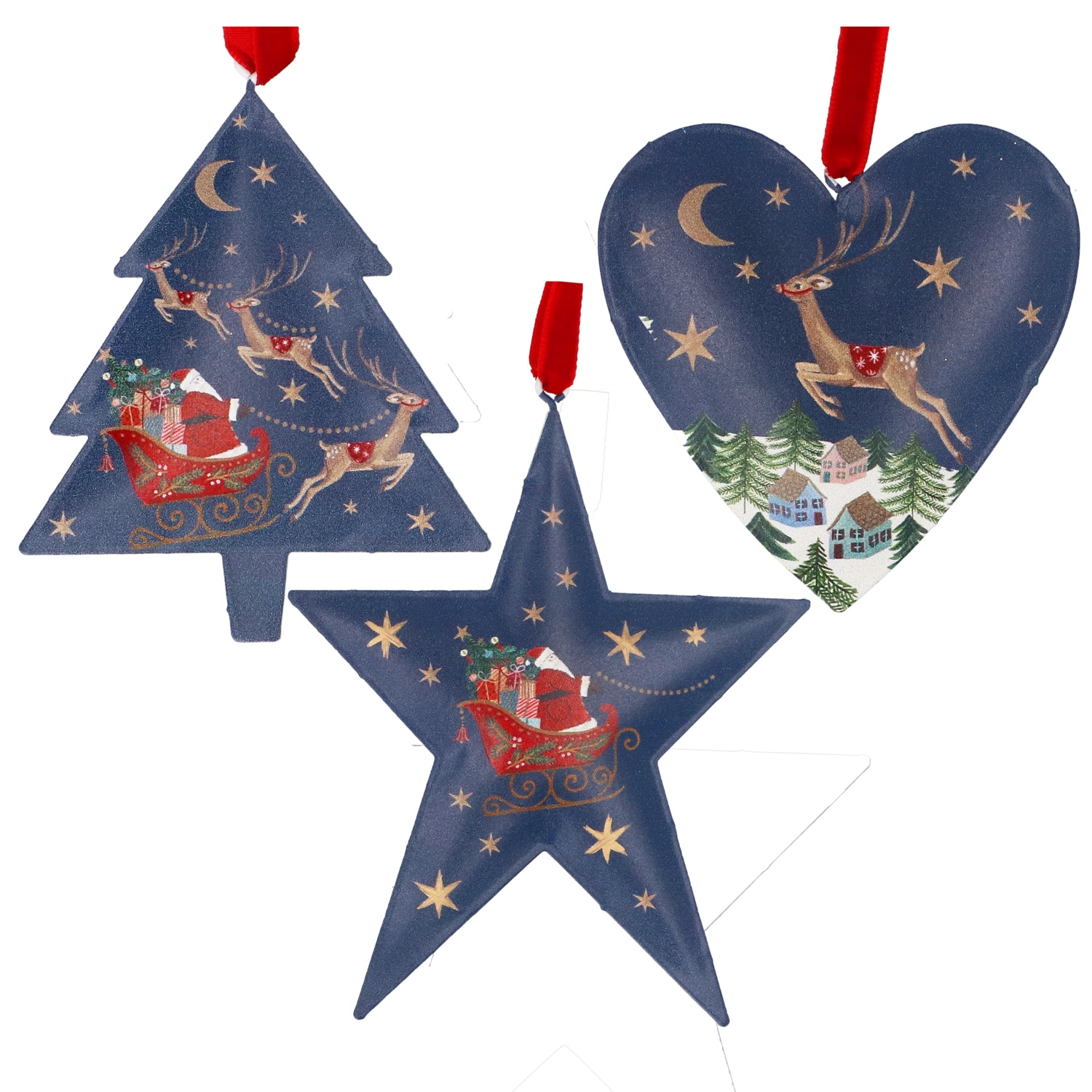 Metal Nostalgia Sleigh Blue Decorations