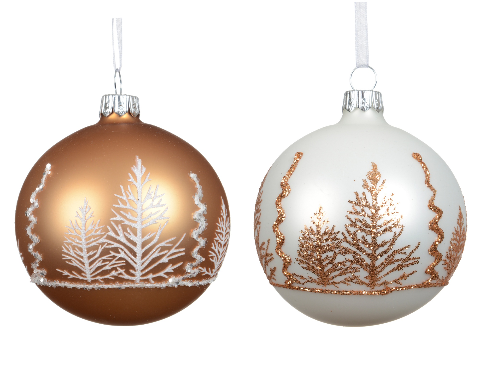 Christmas Tree Scene Glass Baubles