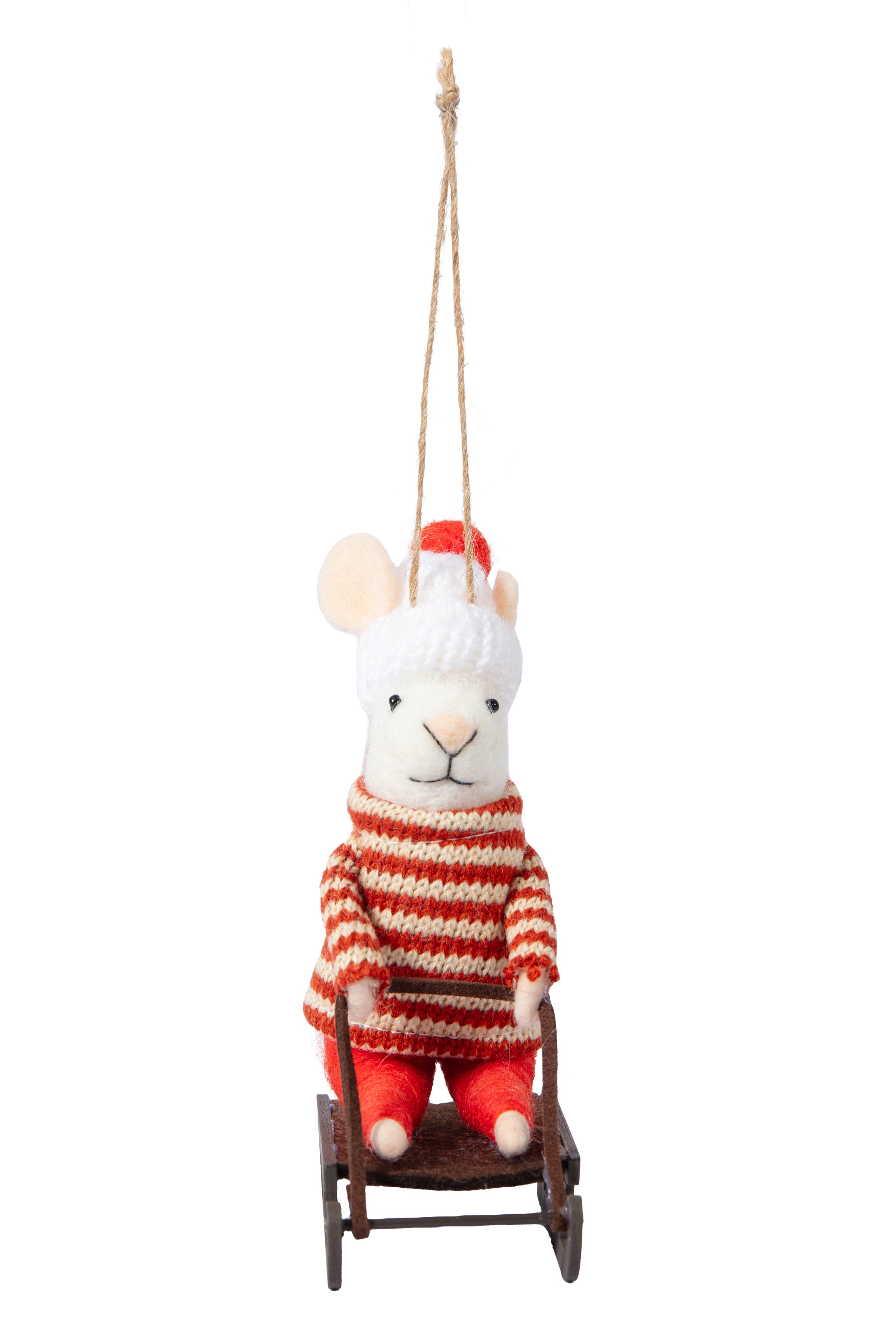 Felt Sledding Mouse Hanging Dec