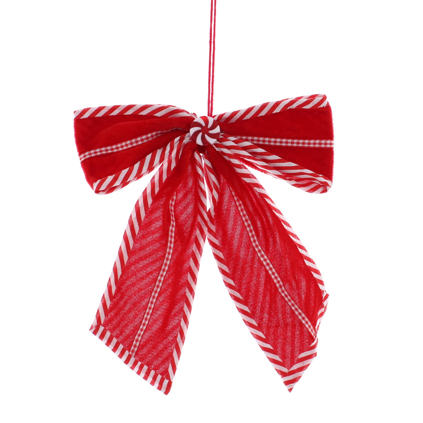 Fabric Red and White Velvet Bow