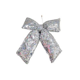 Silver Sequinned Large Christmas Bow