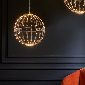 Indoor or Outdoor Hanging Sphere Light in Copper