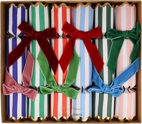 Striped Velvet Bow Christmas Crackers