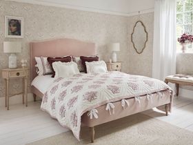 French Bedroom_Soho Piped Pink Velvet Upholstered Bed_£1245