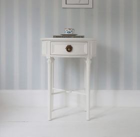 French Bedroom_Gustavian White Oval Nightstand_£395