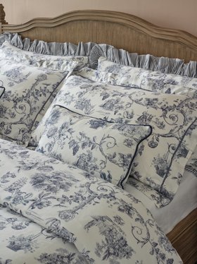 French Toile Blue Bed Linen Set