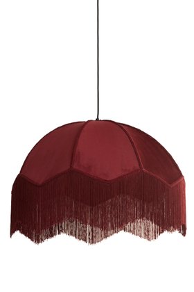 Fringed Red Velvet Pendant Light, Medium