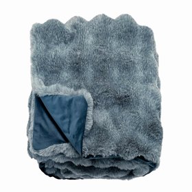 French_Bedroom_Slate Blue Faux Fur Throw