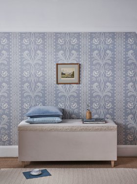 French Bedroom_Le Perlage Velvet Embroidered Ottoman_£895