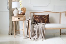French Bedroom_Autumn Nook Brown Floral Cushion_£48