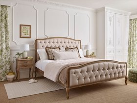 French Bedroom_French Romance Oatmeal Linen Upholstered Bed_£1245