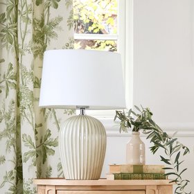French Bedroom_Margot Stripe Lamp in Sage Green_£95