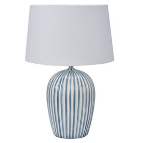 French Bedroom_Margot Stripe Lamp in French Blue_£95