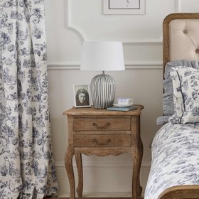 French Bedroom_Margot Stripe Lamp in French Blue_£95