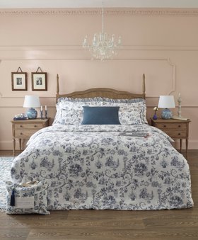 French Bedroom_Artists Linen Cushion in French Blue_£45