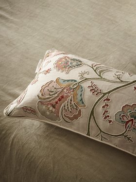 French Bedroom_Pressed Flowers Embroidered Cushion in Antoinette’s Pastels_£60