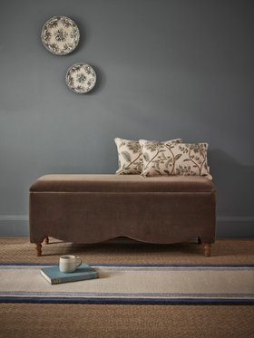 French Bedroom_Love Story Storage Ottoman in Mole Brown Velvet_£575