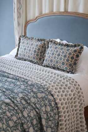 French Bedroom_Indigo Meadow Boudoir Cushion_£38