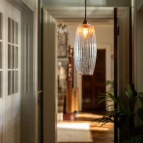 French Bedroom_Henley Curve Fluted Glass Pendant Light_£134